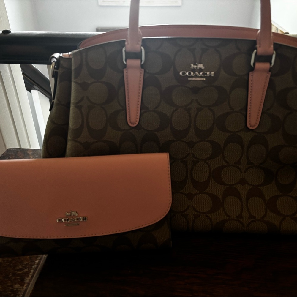 Coach Brown and Pink Shoulder Bag Set